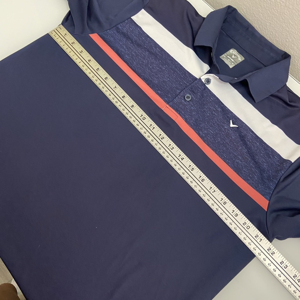 Callaway Opti Dri Polo Shirt‎ Mens Med Navy Striped Performance Golf Polo - Picture 5 of 7